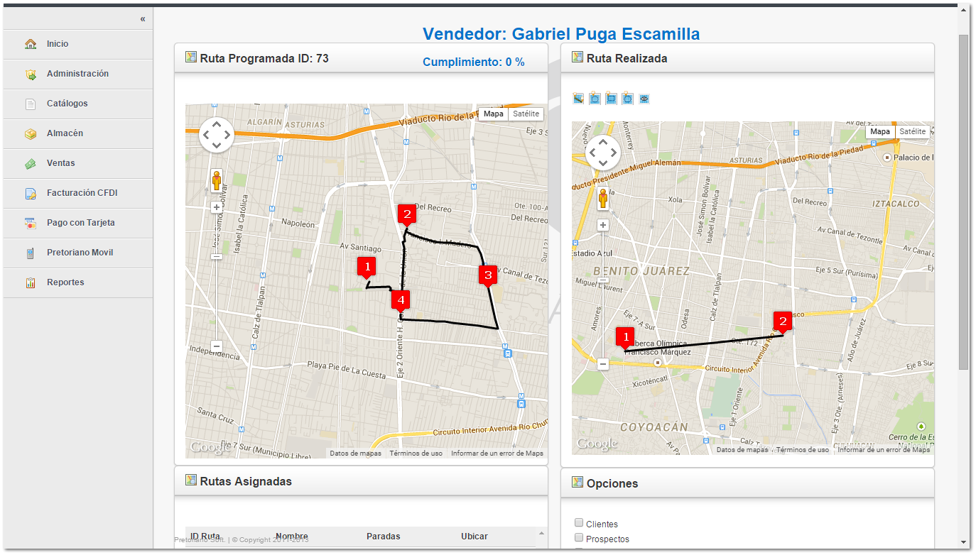 Comparar ruta asignada