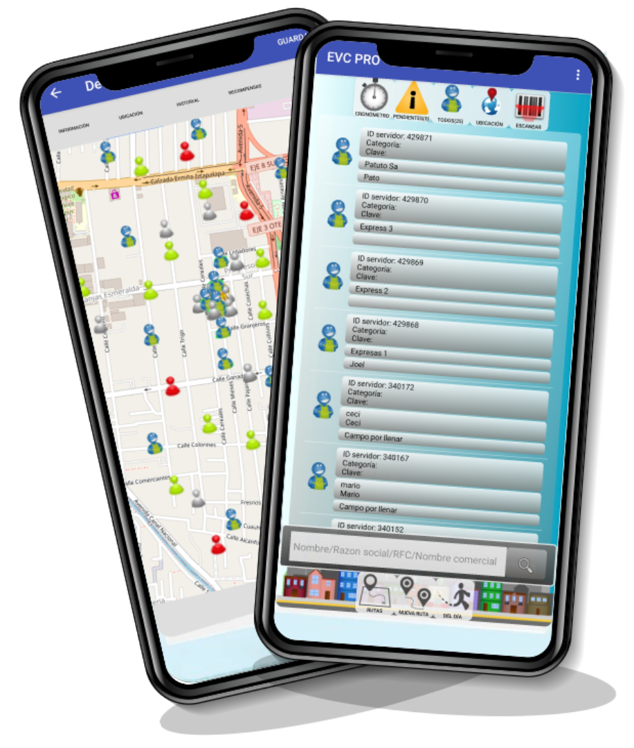 Dispositivos móviles mostrando información de los clientes